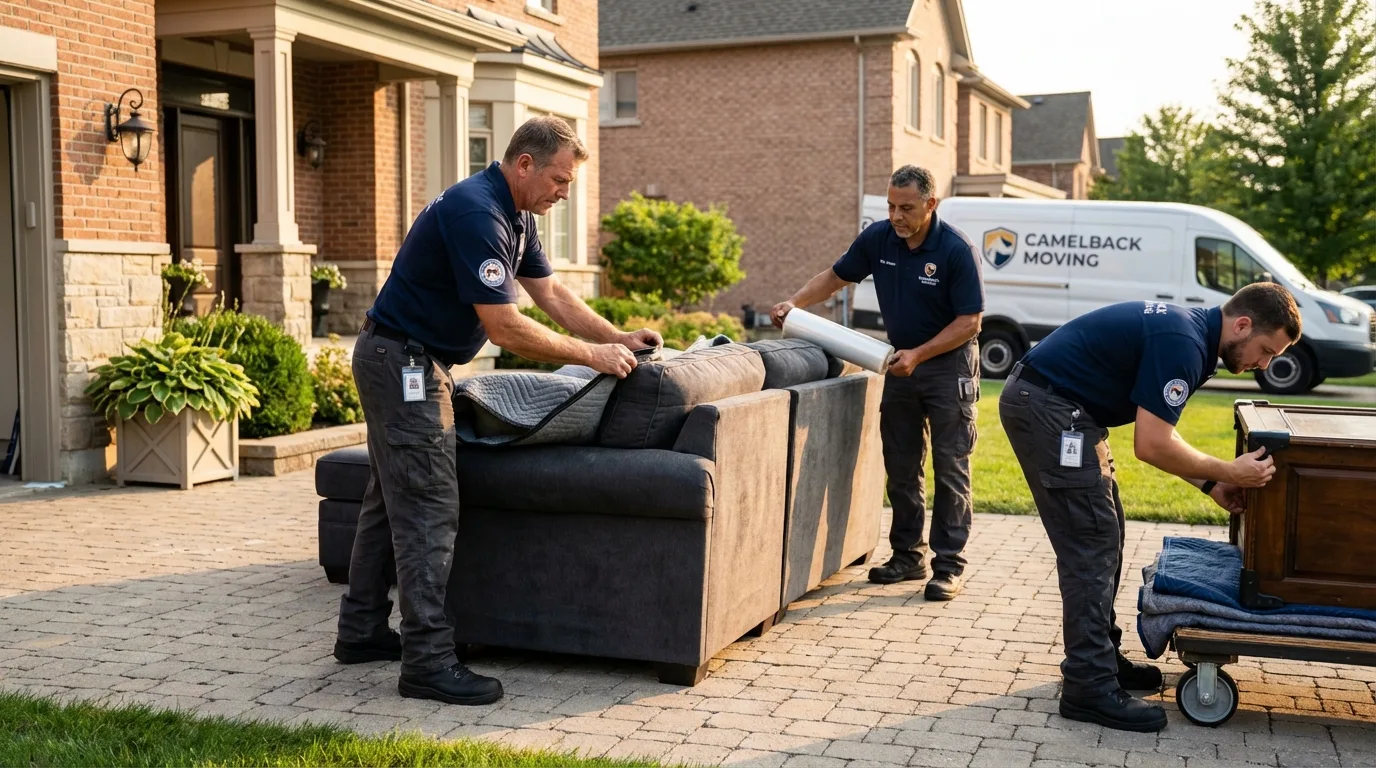 Large estate moving crew wrapping furniture in Kuna, ID