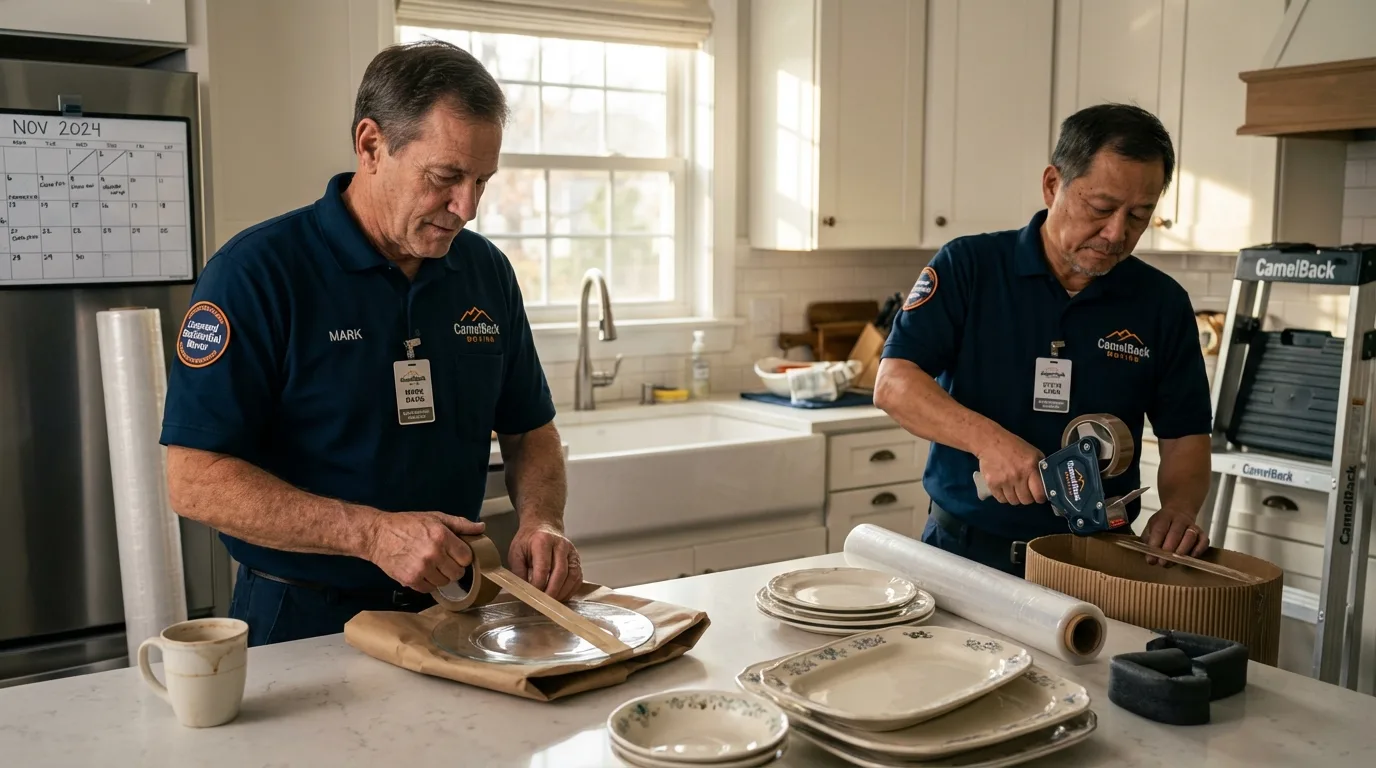 Professional crew packing kitchen dishware in Kuna, ID